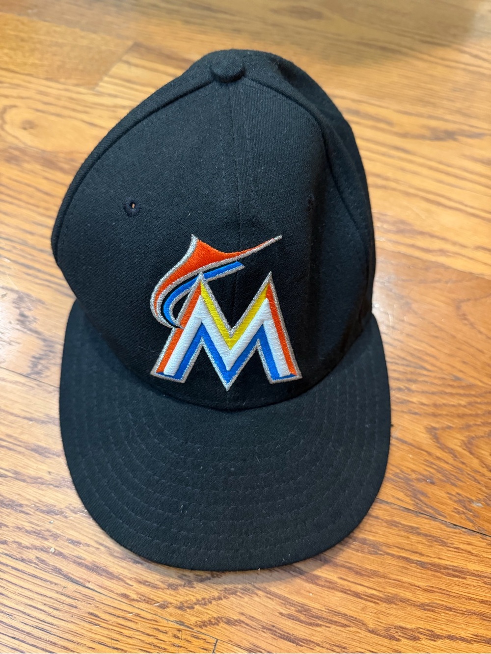 New Era Black Miami Marlins Multicolor Logo Cap
